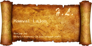 Hamvai Lajos névjegykártya